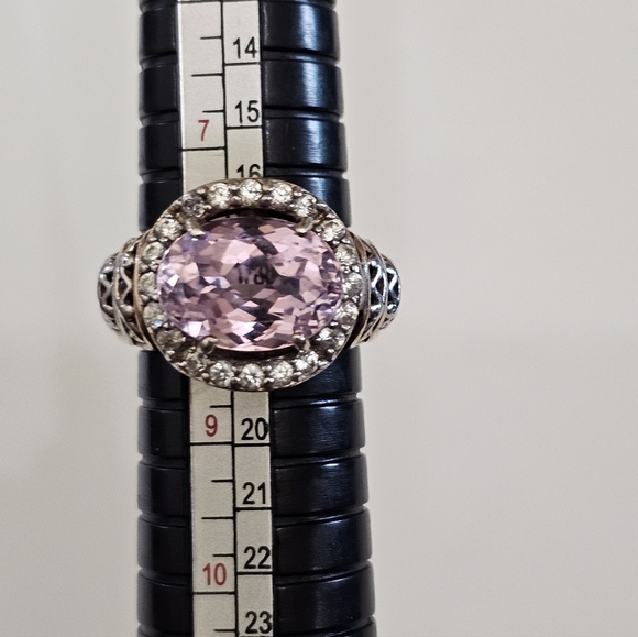 Natural Kunzite & Zircon Ring Palladium Sterling Silver 18k Rose Gold Sz 8! - Picture 7 of 12